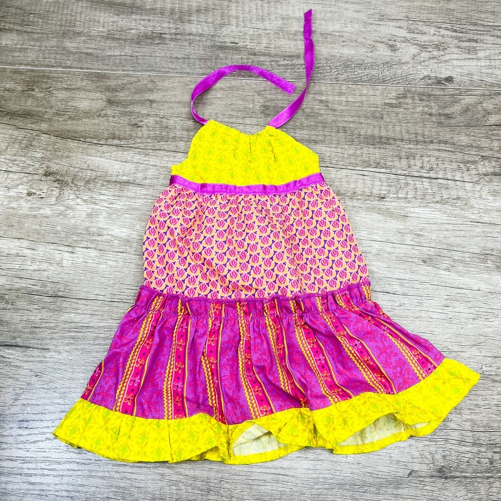 American Girl Julie Mix Print Maxi Dress Pink Yellow Purple Doll Clothes 18 Inch
